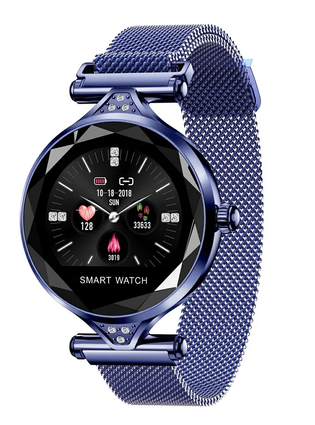 blue H1 Для женщин модные часы Smart Watch крови Давление монитор сердечного ритма Фитнес трекер Браслет «Умные» часы с букетом на свадьбе; Цвет Экран - Цвет: blue