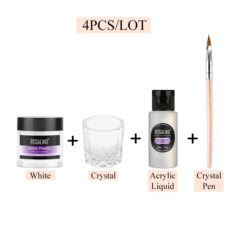 RPC-4PCS-01 ROSALIND акриловый порошок поли гель для ногтей лак для ногтей украшения для ногтей кристалл маникюрный набор профессиональные аксессуары для ногтей - Цвет: RPC-4PCS-01