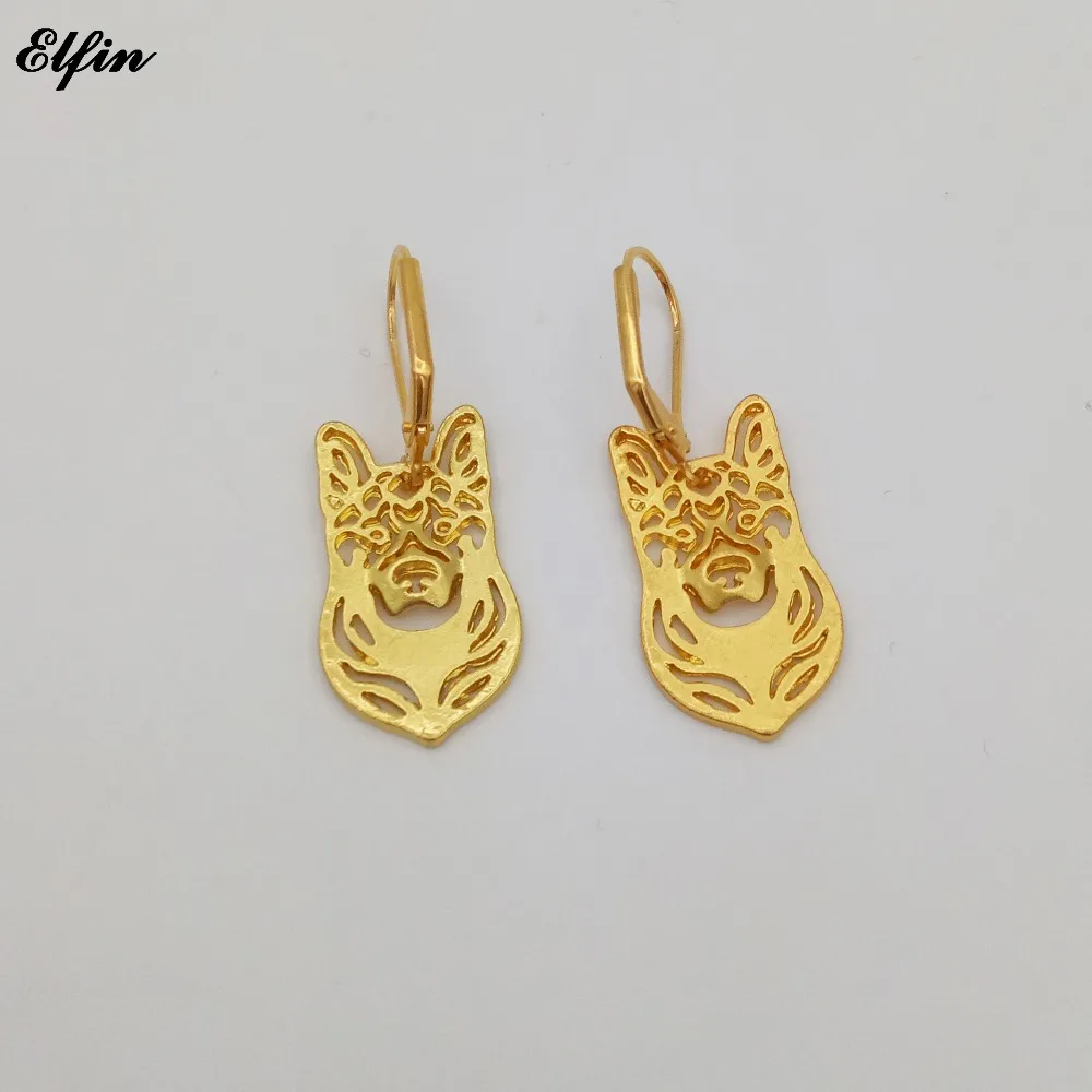 Женские сережки Elfin немецкой овчарки золотого и серебряного цветов опт |