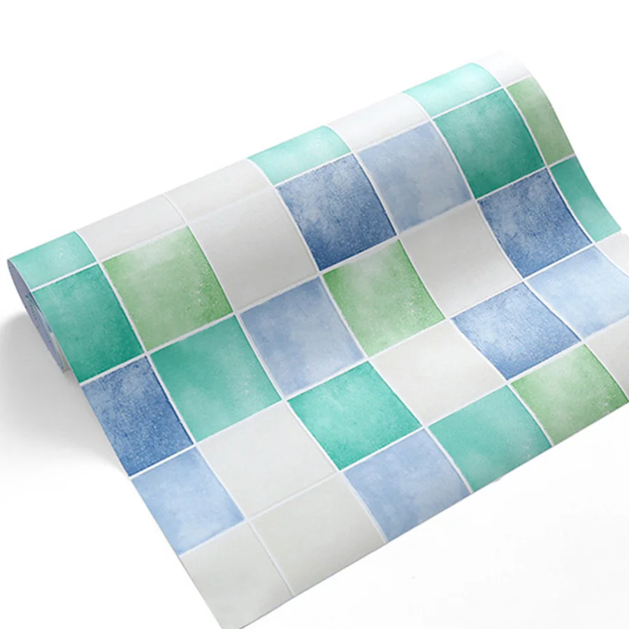 light blue 0,6*4 м самоклеющиеся виниловые обои классическая кухонная наклейка от масляных брызг Ванная комната Туалетная плитка водостойкая Настенная Наклейка мозаичные обои - Цвет: light blue