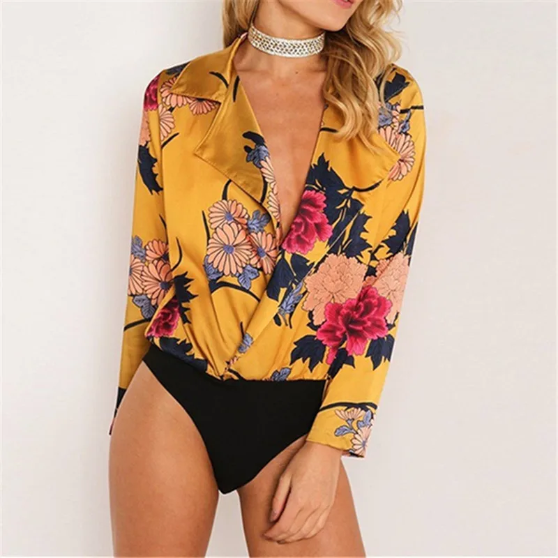 Принт Комбинезон с цветочками 2019 весна женская вечерние длинным рукавом