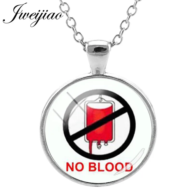 JWEIJIAO ' No Blood 25mm Glass Cabochon Necklace Jehovah's Witness Jewelry Color Chian Pendant QF90 | Украшения и