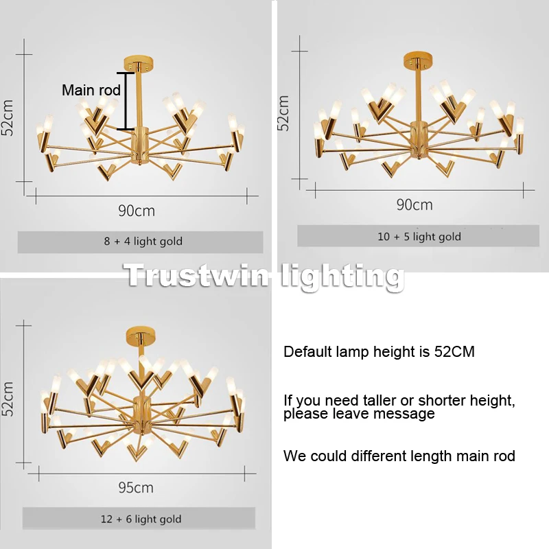 Роскошный вращающийся современный светодиодный светильник с v-образным вырезом