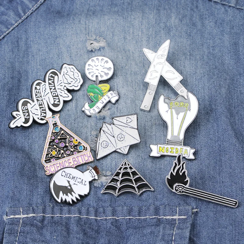 Fashion Pink Phonograph Light Bulb Chemical Bottle Experimental Cup Enamel Pin Brooches Pins Jackets Collar Bag Backpack Brooch | Украшения