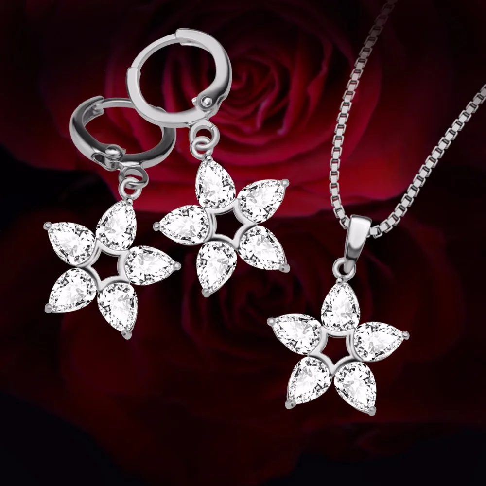 YOULOOK High Quality Star Shape Pendant Gold/Silver Necklace Earrings Two Piece Set Fashion Lady Romantic Jewelry Set.S20100 | Украшения и