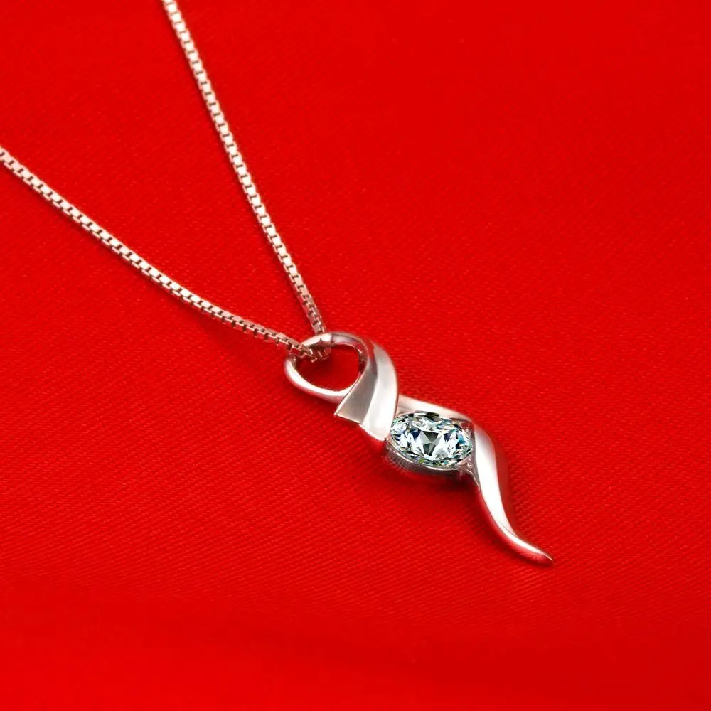 

Exquisite 0.5CT Lovely Fine Diamond Pendant Luxury Quality Solid 925 Silver Pendant With Chain White Gold Cover