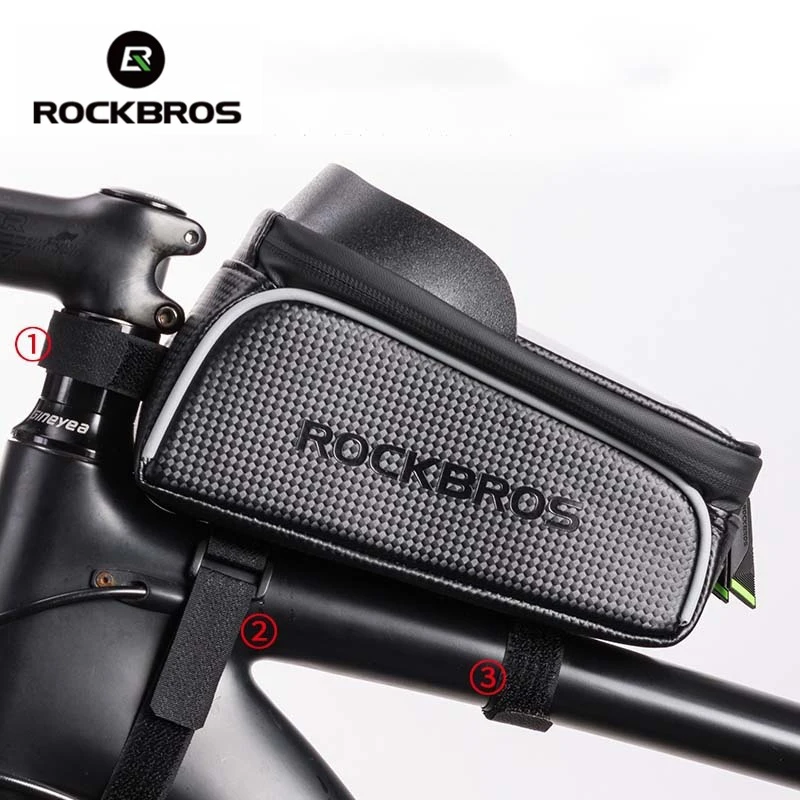 RockBros MTB дорожный велосипед сумка черная водонепроницаемая сумка для велосипеда 6,5 дюймов тачскрин Велоспорт передняя трубка сумка чехол для телефона Аксессуары для велосипеда
