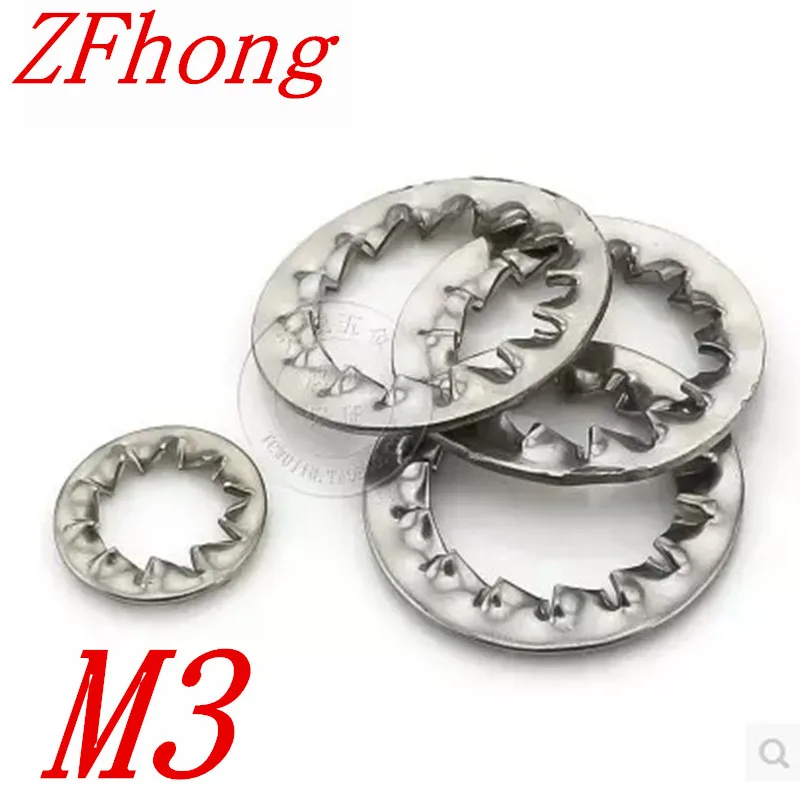 Шайба с зубчатым замком 200 шт. DIN6798J M3 из нержавеющей стали A2|serrated lock washer|lock washerserrated