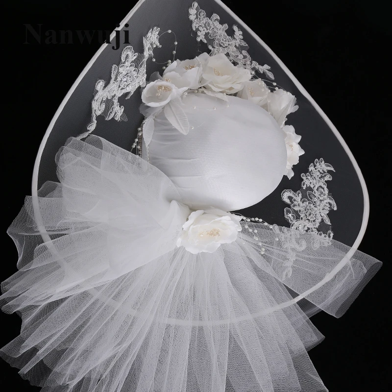 Новинка 2017 Винтажные льняные кружевные свадебные шапки аппликации с цветами и