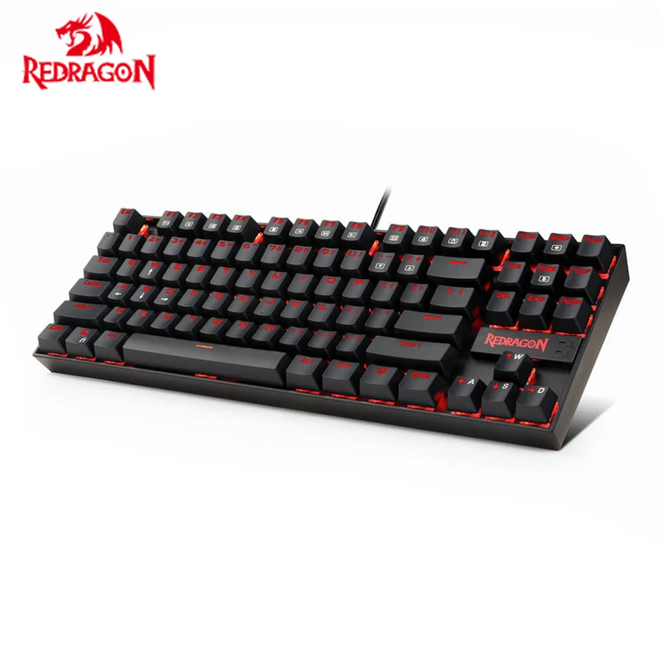 Redragon K552 KUMARA Mechanical Gaming Keyboard, Red LED Backlit Blue Switches Ergonomic 87 Keys USB Wired Keyboard for PC Gamer