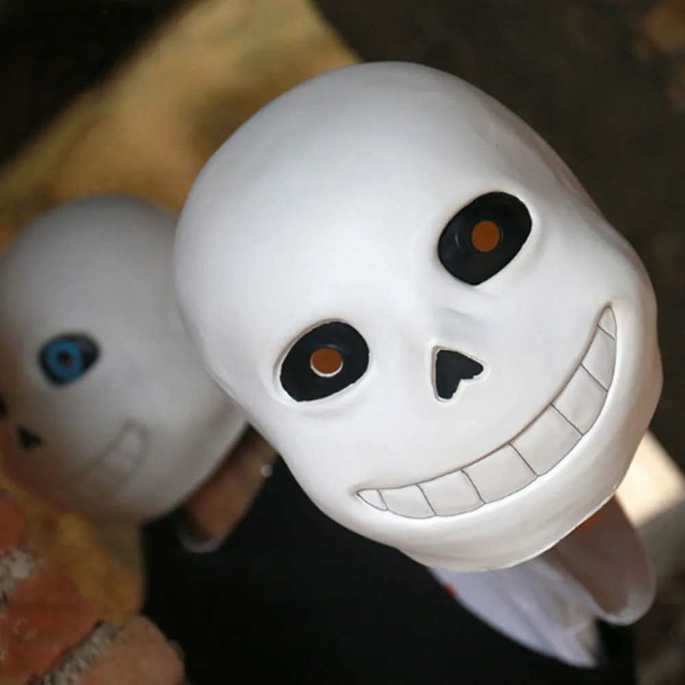 Игра под сказку Sans маска из папируса Косплей Латекс Хэллоуин синий/черные глаза