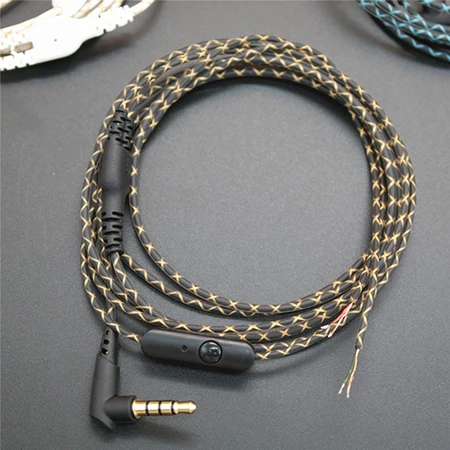 Black Gold DIY 1,2 м Тип изгиба 3,5 мм полюса кабель для наушников для ремонта Замена аудио кабель наушники DIY провод кабель для наушников - Цвет: Black Gold