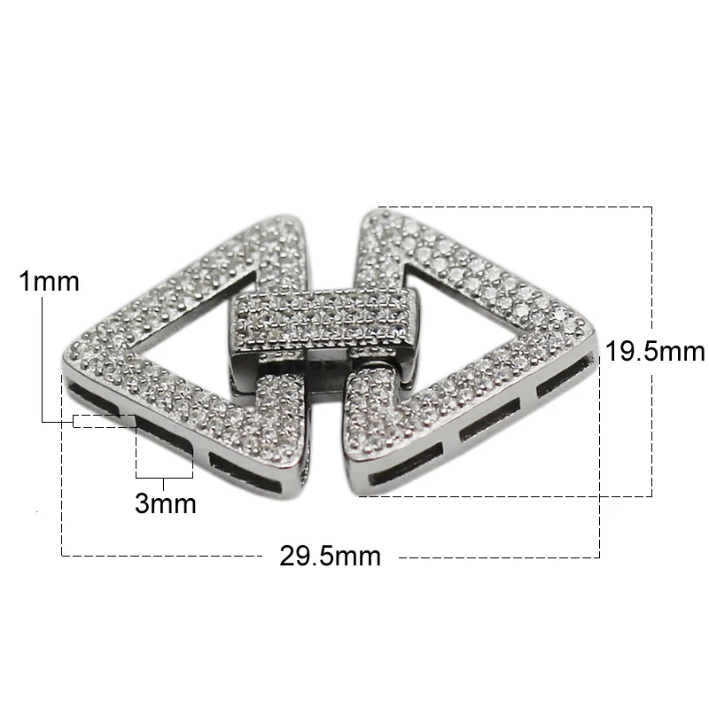 platina plated Beadsnice чистого 925 пробы серебра кубического циркония DIY ювелирных изделий складной над застежкой ювелирных изделий Разъем составные части ожерелья ID35282 - Цвет: platina plated