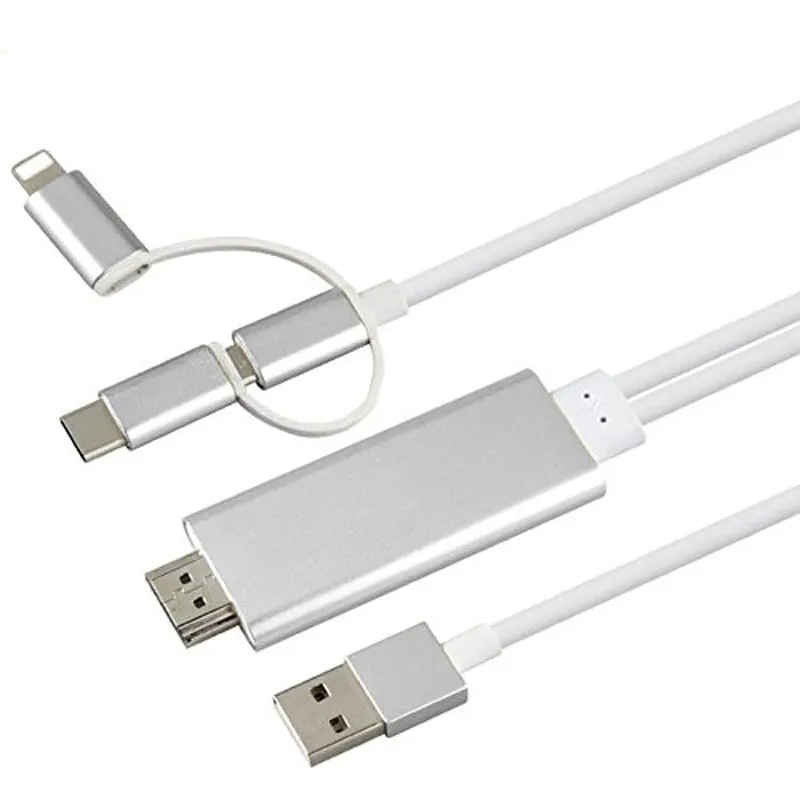 AHHROOU Новый 3 в 1 2 м HDMI кабель HDTV адаптера AV для Lightning/Micro USB/Type C к 1080P iPhone Android