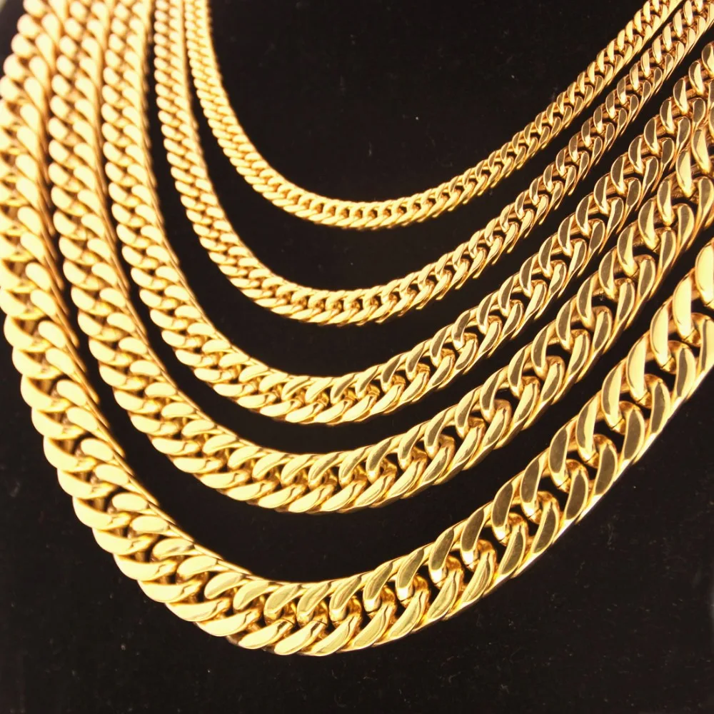 6/8/10/12/14mm Wide Strong Men Cuban Curb Link Chain Stainless Steel Bracelet/Necklace High Polishing Gold Tone 7-40inch | Украшения и