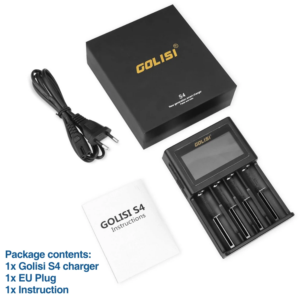 Golisi S4 2.0a интеллектуальные ЖК дисплей Зарядное устройство для 18650 20700 26650 литий