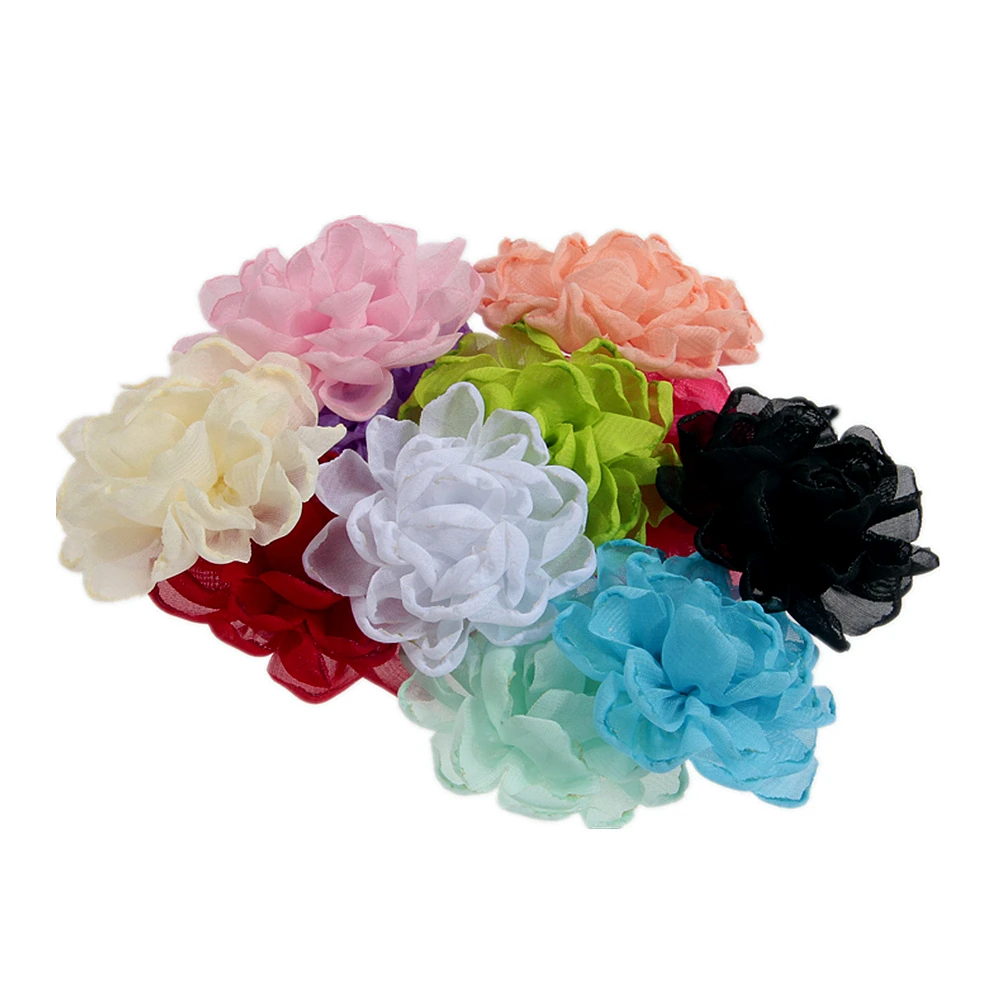 

Yundfly 2.8" New 30pcs/lot Burning Chiffon Fabric Flowers for Girl Headband Hair Clips Diy Women Baby Headwear Hair Accessories