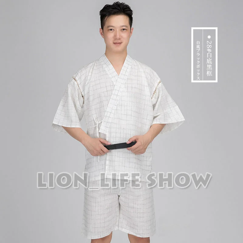 Японское летнее мужское кимоно Jinbei штаны с коротким рукавом одежда для сна