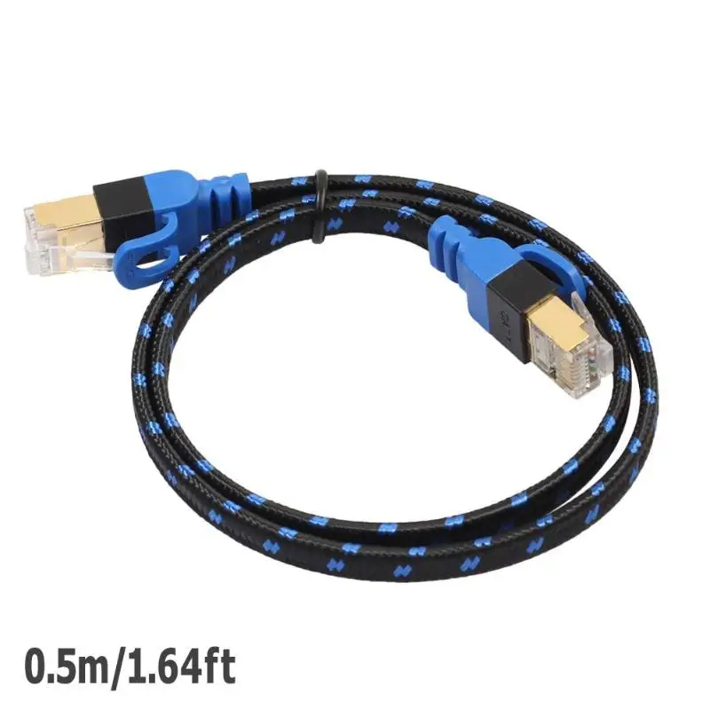 Двойной интерфейс Позолоченный разъем Ethernet кабель RJ45 Cat7 Lan плоский сетевой