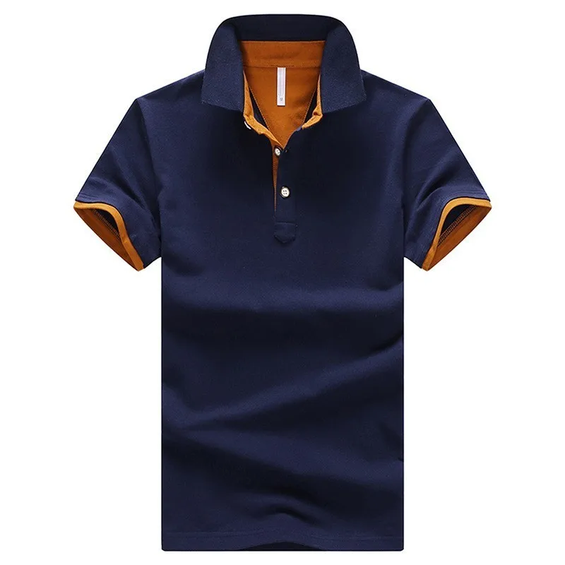 dark blue 501 Хлопковые мужские комплекты, летние рубашки поло на пуговицах, мужские шорты с отложным воротником, 4XL, Мужская одежда, комплект из 2 предметов, спортивный костюм, шорты с эластичным поясом - Цвет: dark blue 501