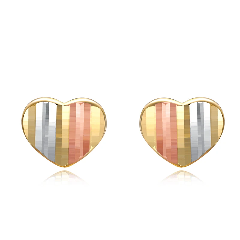 Женские цветные серьги-гвоздики с сердечками AU750