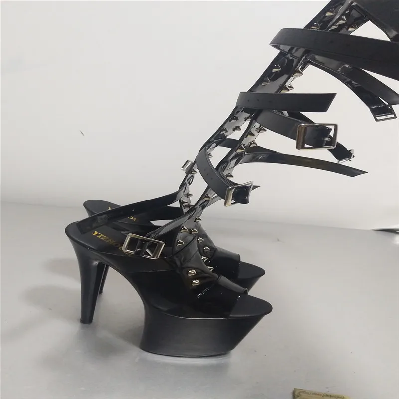 Привлекательные ботинки с заклепками на каблуке 8 дюймов Ботинки до колена