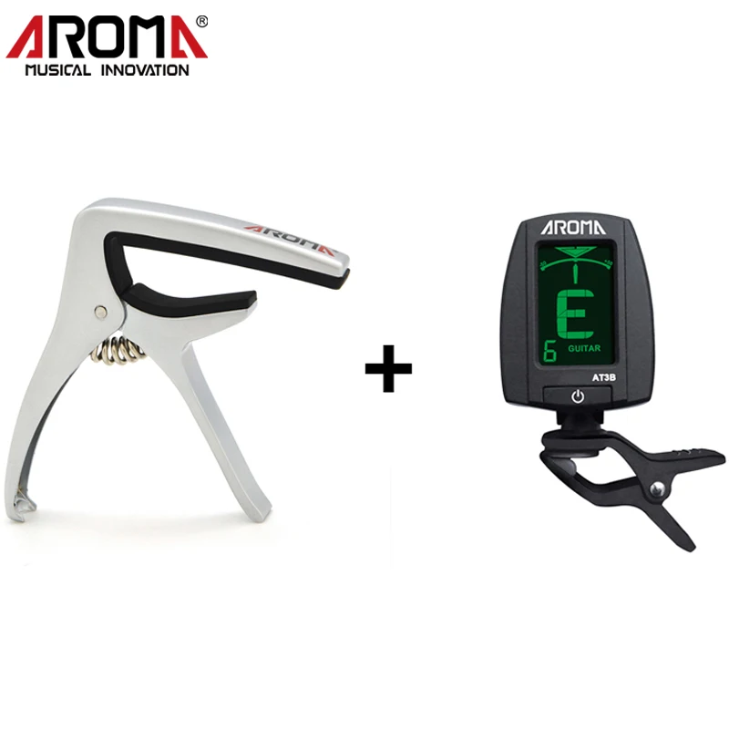 Aroma Tool Kit Guitar Bass Clip Chromatic Tuner AT3B + Quick Change Capo AC2 for 6-string Guitarra Parts Accessories | Спорт и