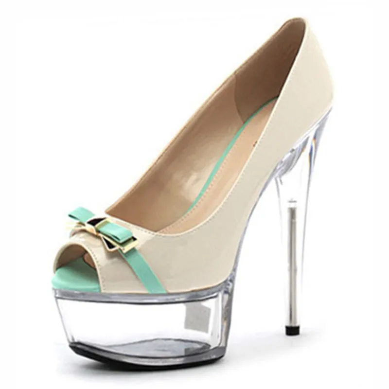 Модельные туфли в весеннем стиле на каблуке 15 см высоком с открытым носком
