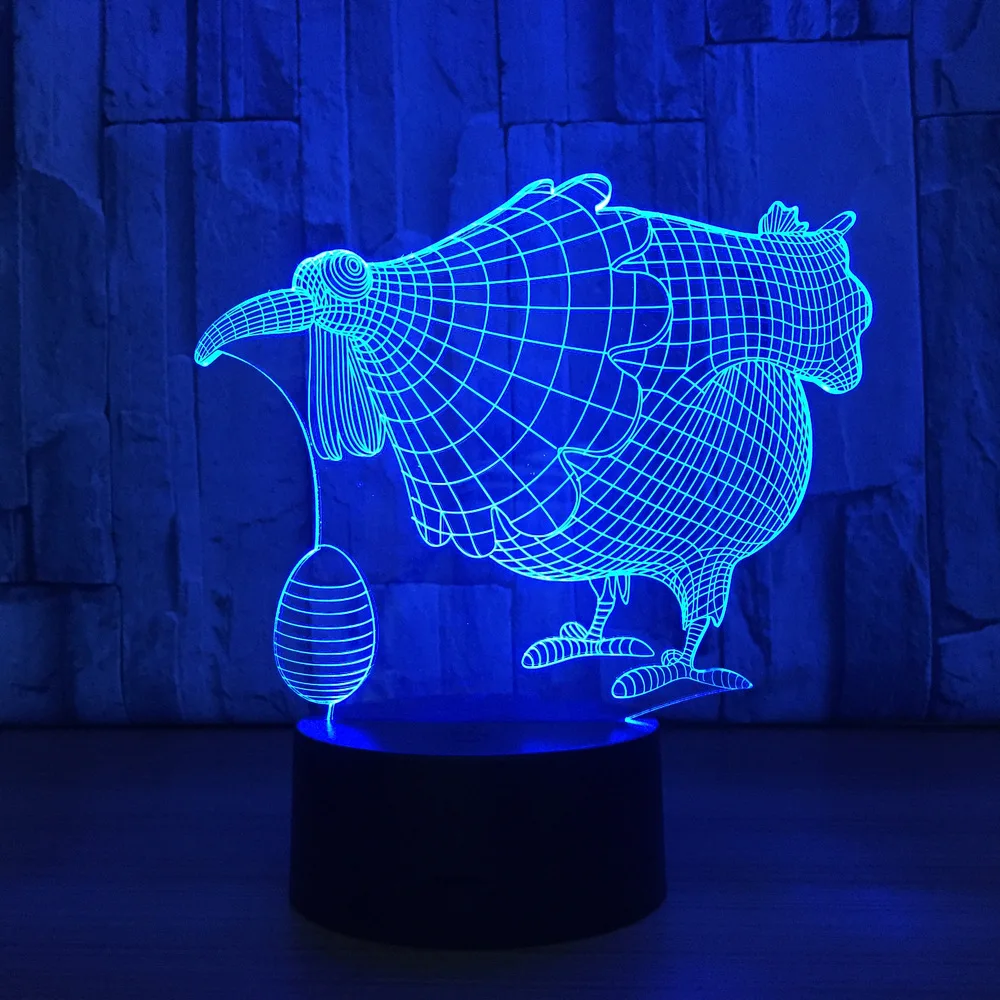 Chickren с яйцом 3D светодиодный светильник 7 цветов Форма лампа как декоративные