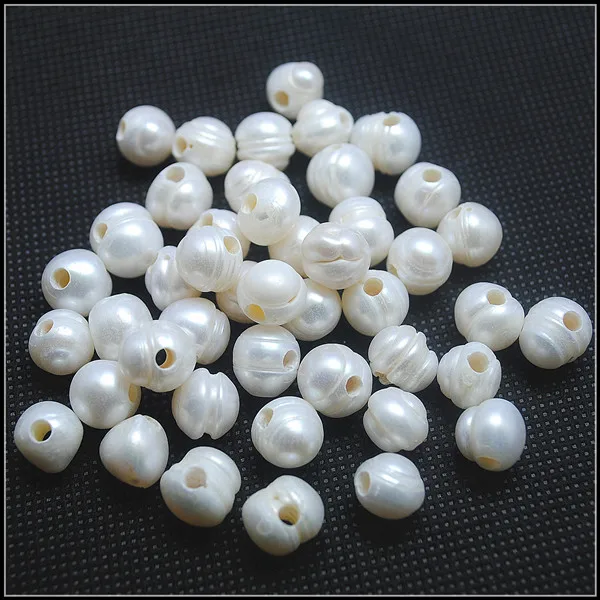 25PCS Natural Cultured Freshwater Pearl 10-11MM Big Hole 3.0 Inner Diameter Loose Beads For Bracelets Thread Rope Wire Make - купить по