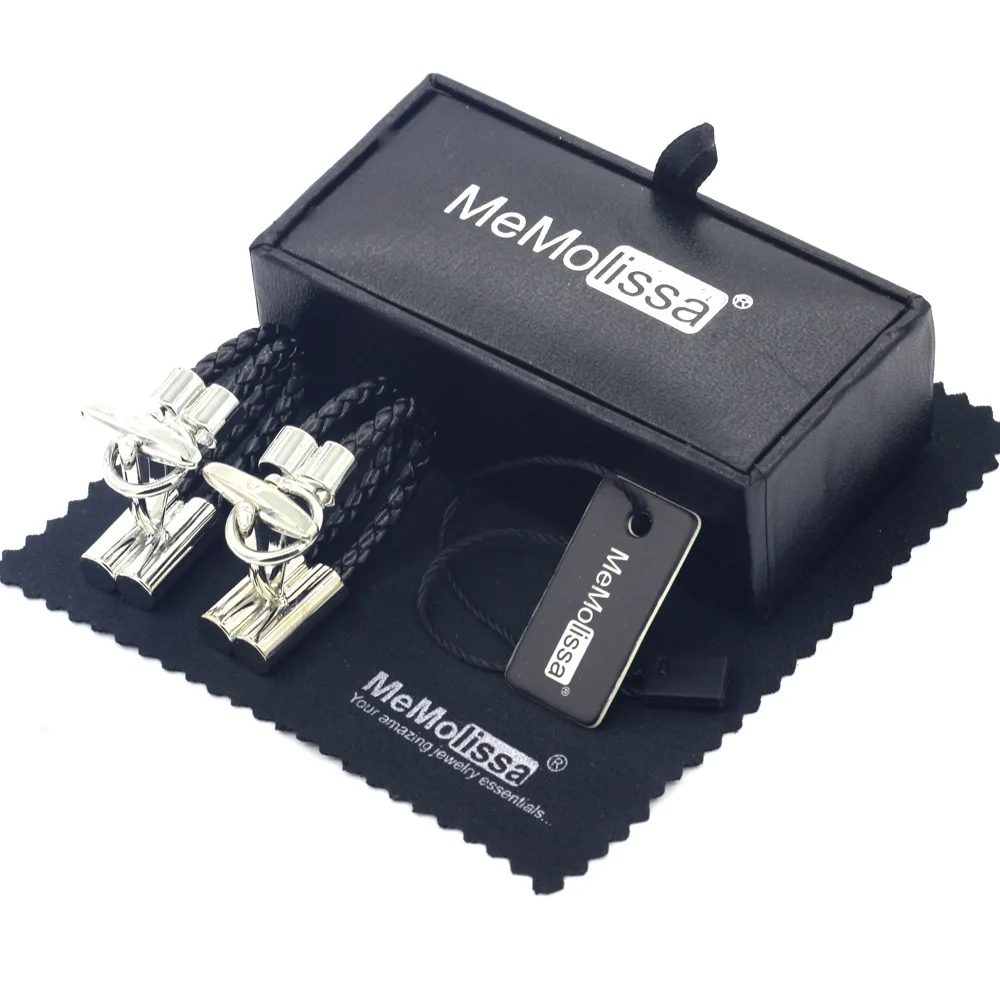 Витрина запонки Классический Черный Веревка Запонки для деловые рубашки мужчин