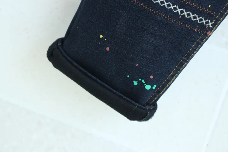 Новые женские осенне-зимние модные джинсы с эластичной резинкой на талии 2017