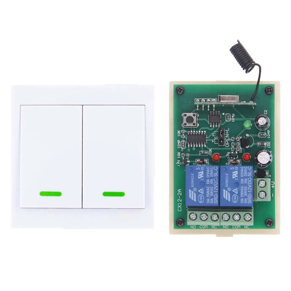 DC 12V 24V 2 CH 2CH RF беспроводной пульт дистанционного управления приемник + 86 настенная