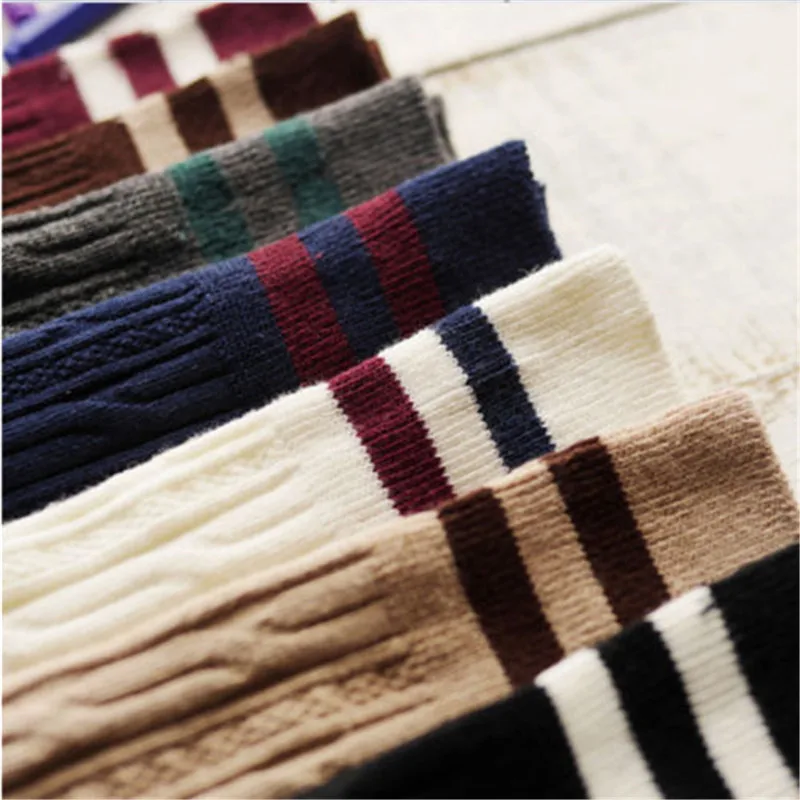 Женские Хлопковые гольфы теплые длинные в полоску 2019|Чулки| |