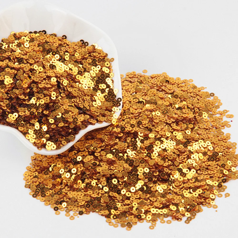 3mm dark golden Золотые блестки 3 мм-30 мм плоские круглые ПВХ свободные блестки для рукоделия блестки Швейные украшения DIY аксессуары Lentejuelas Para Coser - Цвет: 3mm dark golden
