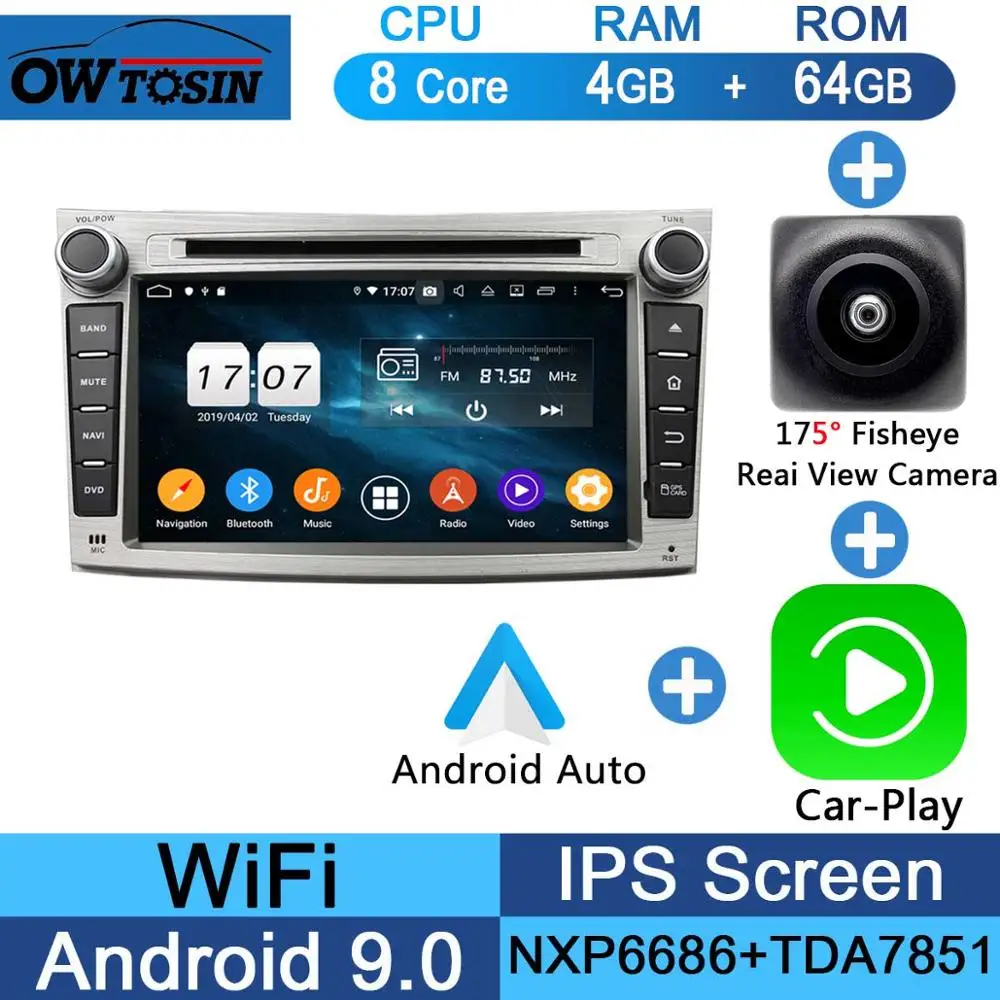 Fisheye Carplay n A " ips Octa 8 ядерный 4G+ 64G Android 9,0 Автомобильный DVD Радио gps Navi для Subaru Legacy Outback 2009- CarPlay Parrot BT Adas - Цвет: Fisheye Carplay n A