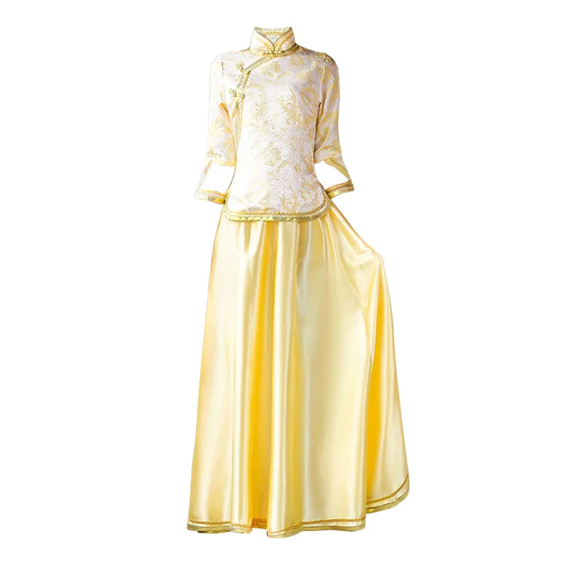 

Chinese Bridesmaid Erect Sisters Dress Pink Wedding Qipao Cheongsam Cotton Vintage Oriental Dresses Long Evening Gowns Women