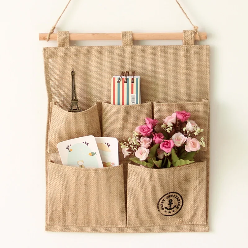 

Multi-layer Wall Bags Sundries Storage Hanging Pouch Bag Door & Bathroom Wall Storage Bag Case Cotton &Linen Hanging Bags