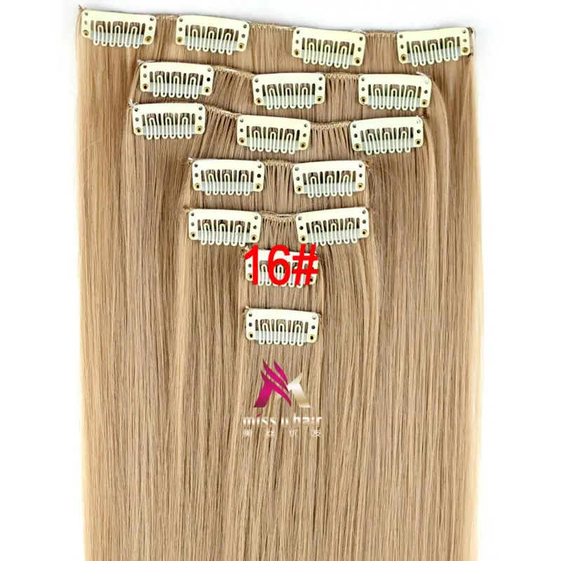 Miss U Hair 2" 130 г-135 г женский длинный прямой синтетический зажим на наращивание волос штук 7 шт./компл. Термостойкое волокно