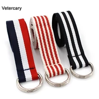 fashion women canvas belts casual corset belt silver d ring buckle belt for woman jeans girl students striped colorful stripes