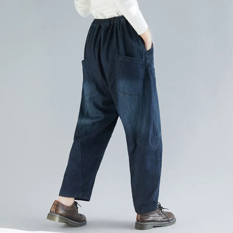 

Women Baggy Trousers Japanese Style Streetwear Female Ladies Wide Leg Vintage Pockets Pants Woman 2019 Mom Jeans
