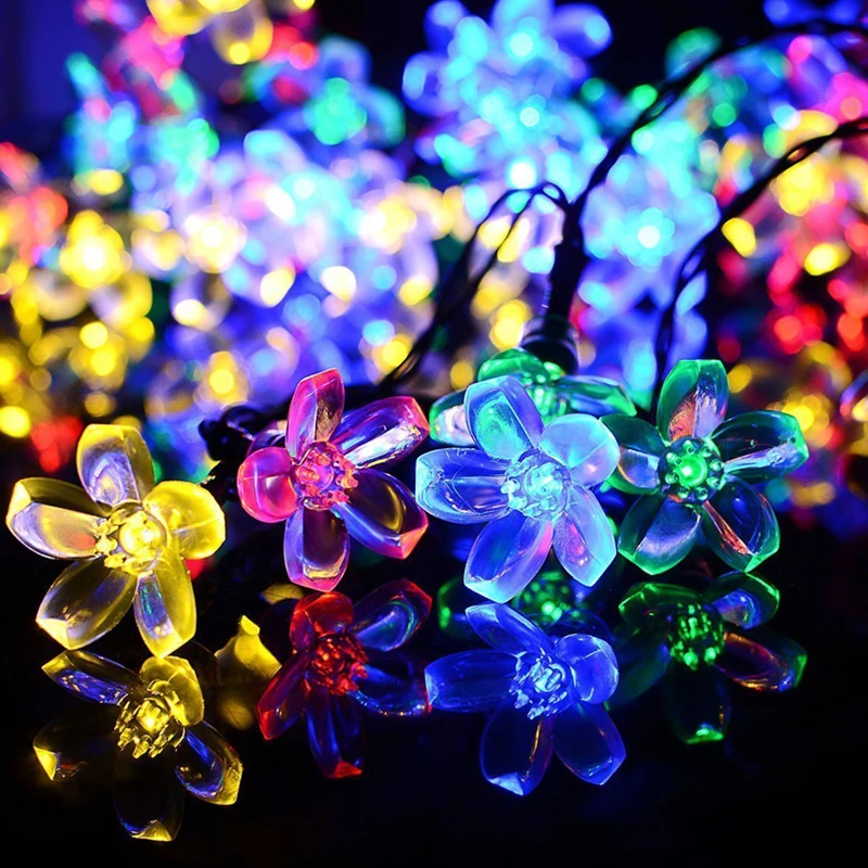 Новый Солнечный струнный светильник s 50 светодиодный Цветок Водонепроницаемая