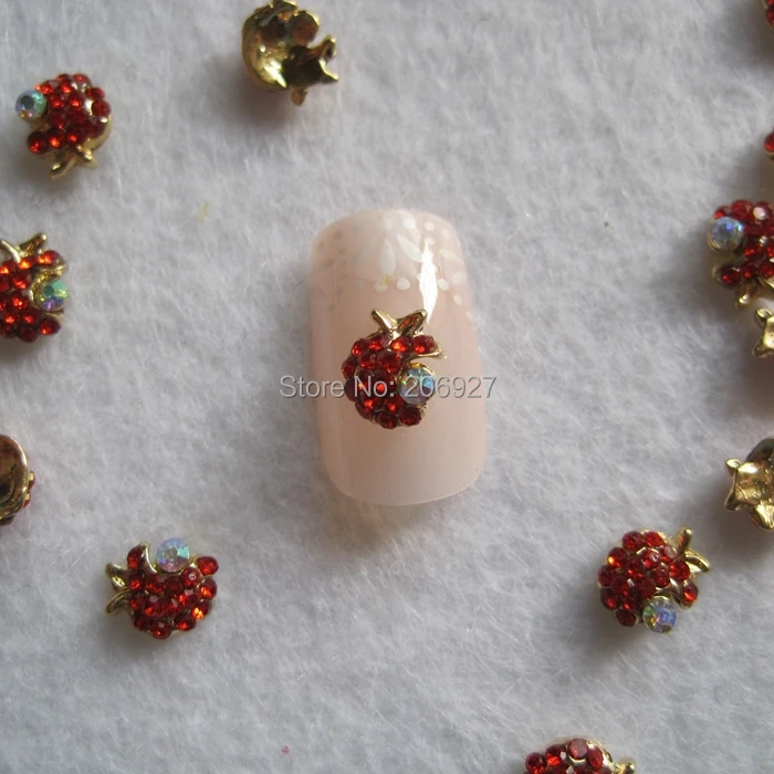 10 шт. металлические подвески в виде яблока|charms nail art|nail artrhinestones gold |