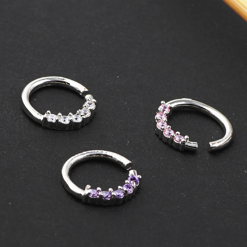 JUNLOWPY Tragus серьги дизайн Женская латунная перегородка кольцо в нос Циркон пирсинг Тело спиральный для хряща уха ювелирные изделия 1 шт
