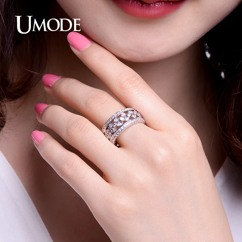 Классические кольца UMODE для женщин белого и золотого цвета с имитацией ювелирные