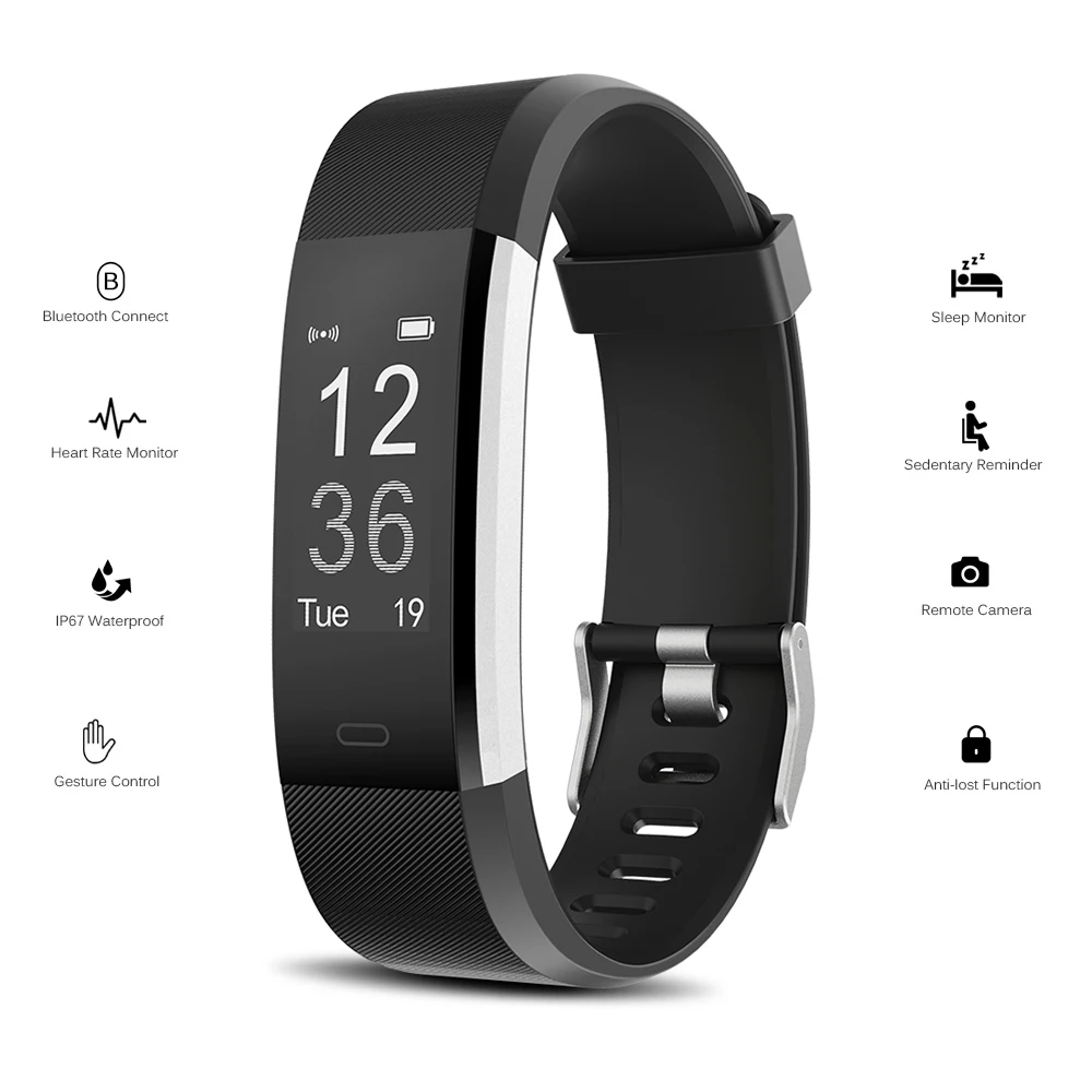 Водонепроницаемый Aowo ID115 HR Plus Smartband смарт браслет Bluetooth монитор сердечного ритма