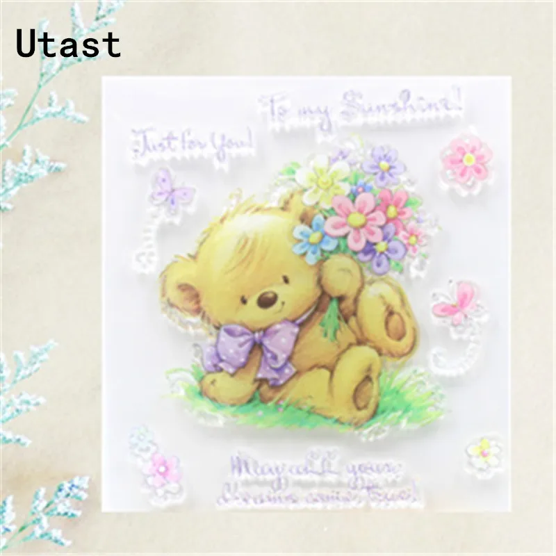 Sunshine Flower Bear прозрачные силиконовые штампы/прозрачный резиновый штамп для