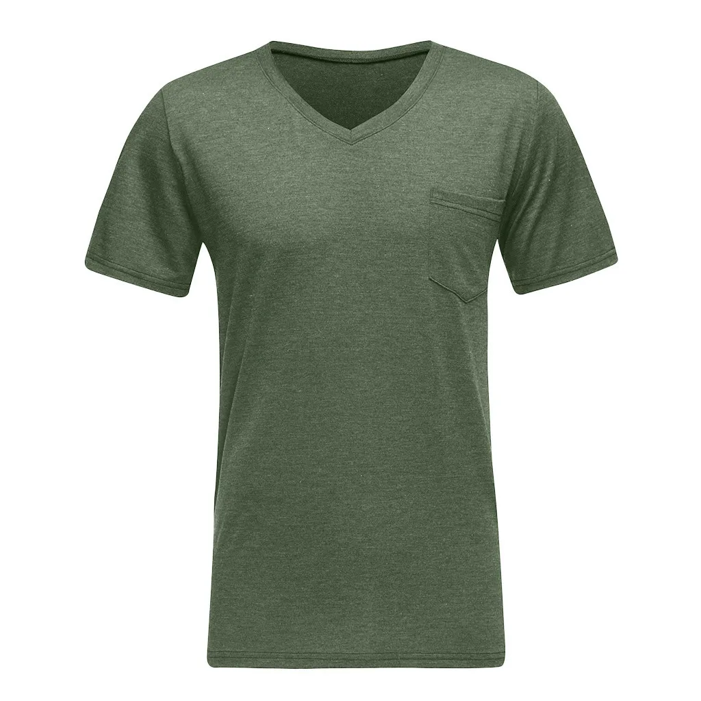 2019 Рубашка футболки мужские короткий рукав v образным вырезом s сплошной цвет