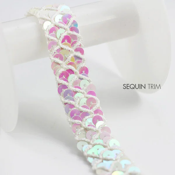 

Beaded Sequin Metallic Lace Ribbon Trim 3row Fabric Applique Decorated Embellishment Sewing Accessories 20yard/T816
