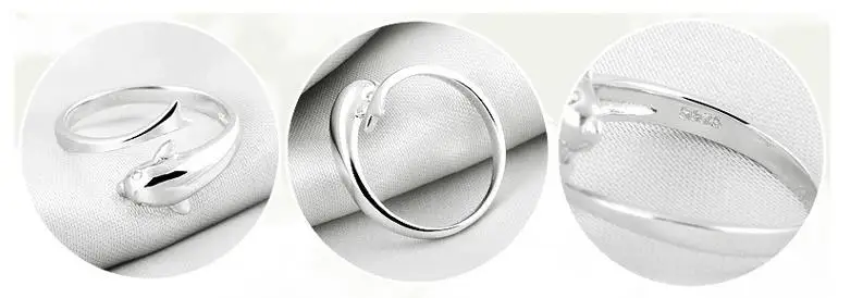 TJP Lovely Dolphin Lovers Adjustable Female Finger Rings Jewelry Silver Plated For Women Wedding Engagement Hot | Украшения и